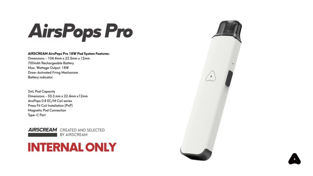 AIRSCREAM AirsPops Pro 電子煙主機 specs