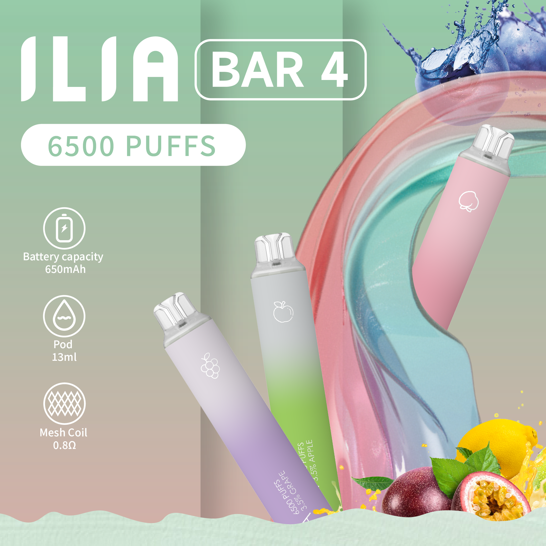 ILIA BAR 4 哩啞四代一次性抛棄式電子煙 6500口拋棄式 specs